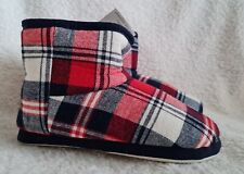 Kids Boot Slippers Tartan Soft Plush Lined UK 1/EU 34 Brand New With Label