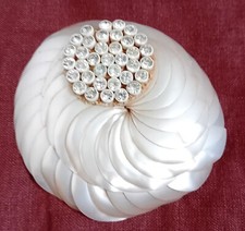 Vintage pearl cream celluloid and swirl diamante large dress clip 