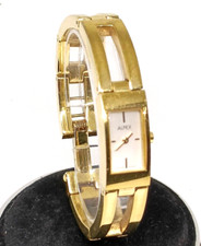 ALFEX Ladies Gold Plated Stainless Steel Semi Bangle Watch VGC & WORKING