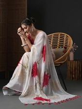 Women's Georgette Floral Printed Saree With Unstitched Blouse Piece