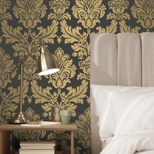 Black Silver Floral Damask