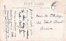 FAMILY HISTORY - POSTCARD - PHILLIPS - CREWE WEST STREET