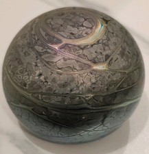 Okra Iridescent Swirl Glass Paperweight