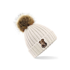 EMBROIDERED WIRE FOX TERRIER POM POM BEANIE HAT - DOG LOVER GIFT - GIFT BOXED