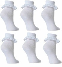 3,6 Pairs Girl White Frilly