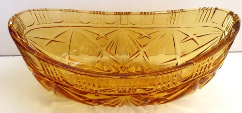 Glass dish gold oval art - glass, dish.