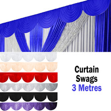 3 Meter Long Swags Plain Ice Silk Washable Fabric Window Curtain Pelmet Swag