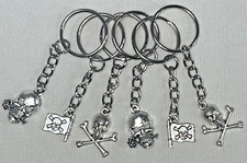 6 PIRATE Keyrings Party Bag Fillers, Prizes, Tombola, Halloween, Birthday Party