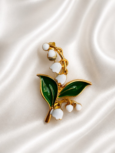 Lily the valley brooch - lily, gold