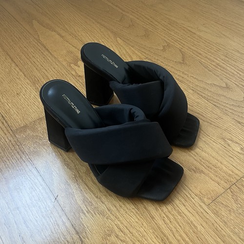 Black block heel - , puffy