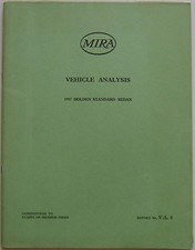 Holden Standard Sedan 1957 MIRA Confidential Test Report No. VA 4 + Supplement