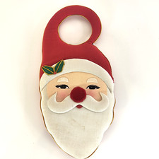 Vintage Retro Christmas Door Hanger Decoration Fabric Santa Claus Holly Applique