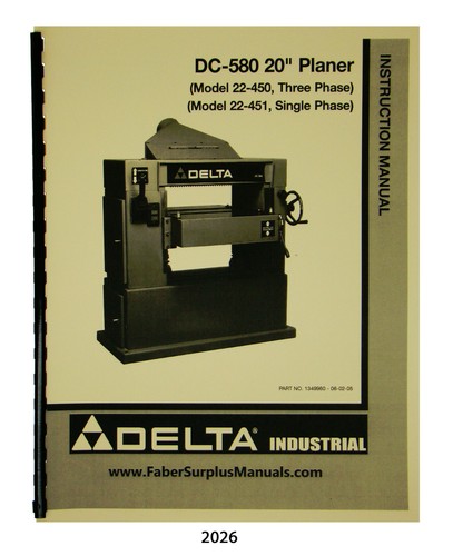 Delta 580 planer 22 450 - 20", 22-450
