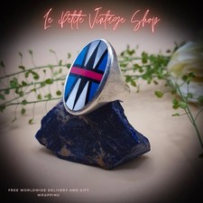 Vintage Navajo Ring, Zuni Native American Geometrical Jewellery, Unique Sterling