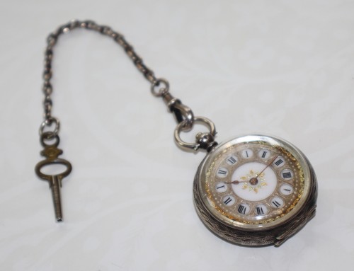 Antique sterling silver pocket - silver,