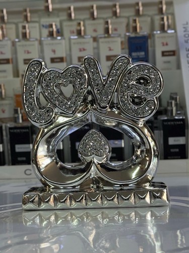 Silver crushed love sign - crushed,