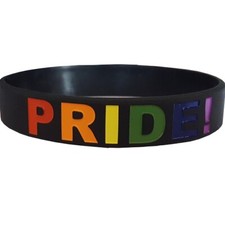 Lesbian/Gay Rainbow Pride Silicon Rubber Wristband - 12mm Debossed