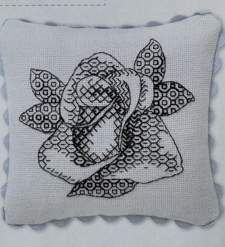 Blackwork rose cross - blackwork, rose!