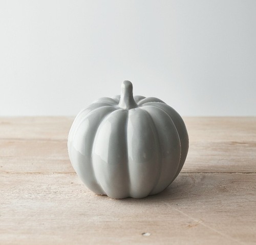 Grey ceramic pumpkin shabby - ceramic,