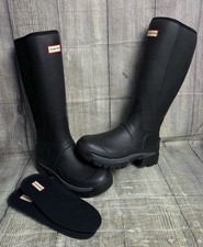 Hunter Womens Field Balmoral Hybrid Tall Wellington Black UK 6 Brand New £160