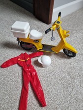 Vintage Sindy scooter moped with red suit and helmet