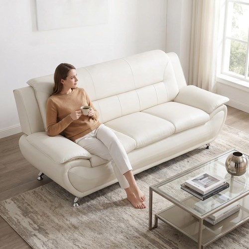 Faux leather seater sofa - faux, 3-seater