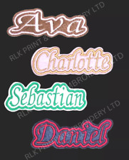 Personalised Embroidered Name Patch Badge F1 Iron on or sew on kids adults text