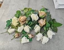 Wedding Flowers Job Lot Foliage Leaf Rose Ivory White Dusky Pink Faux Artificial