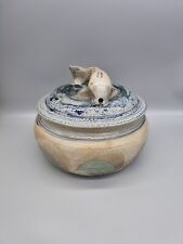 Rowena Kinsman Studio Pottery Large Salt Glazed Casserole Dish with Fish Handle