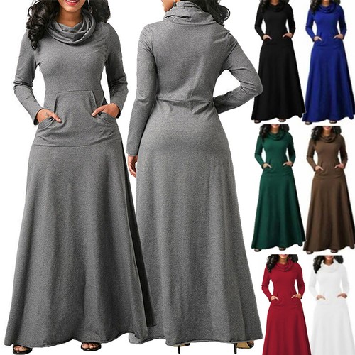 High neck pullover maxi dress - pullover,