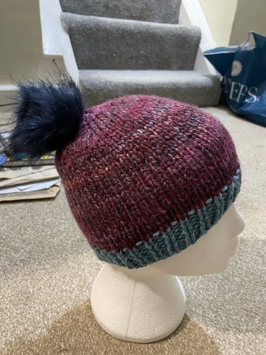 Hand knitted bobble hat - knitted,