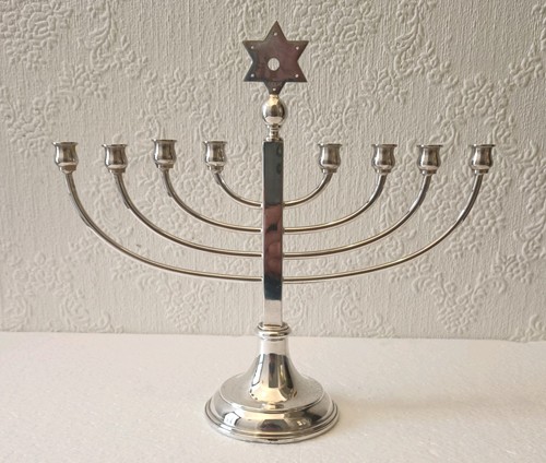 Silver plated vintage menorah - plated,