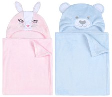 Babies Hooded Fleece Blanket Newborn Bear Rabbit Cuddle Wrap Soft Baby Robe Gift