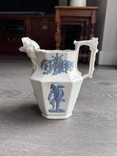 Rare Antique 18th Century Wedgwood Jasperware Creamer Pitcher Cherub Blue White