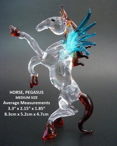 Glass flying horse figurine - flying,