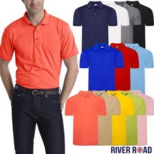 Mens Polo Shirt Short Sleeve Plain Casual Work Wear Uniform Pique Golf Tee Tops