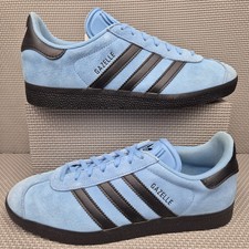 Adidas Gazelle Trainers UK Size 8 Light Sky Blue Core Black Men's Suede IH3817