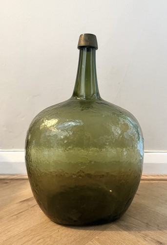 Large vintage green glass demi