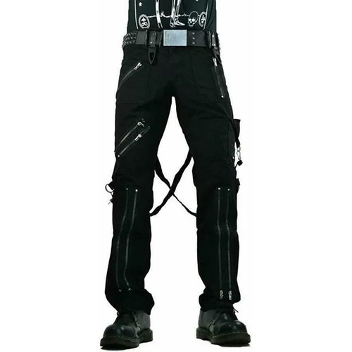 Gothic straps zipper trousers - gothic,