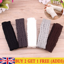 Women Mens Fingerless Knitted Long Gloves Soft Mittens Arm Warmer Protected