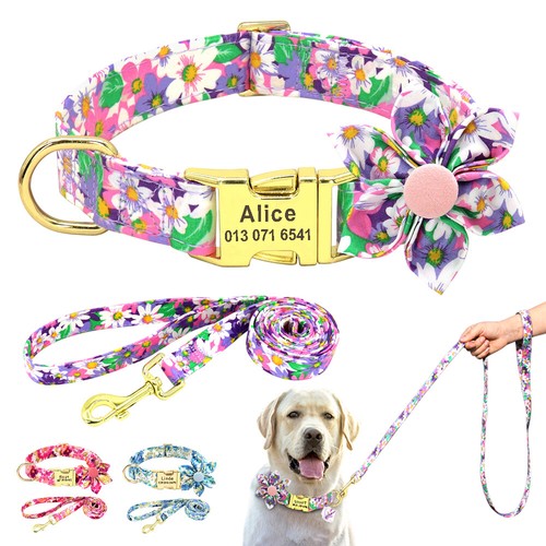 Floral personalized dog - personalized, collar
