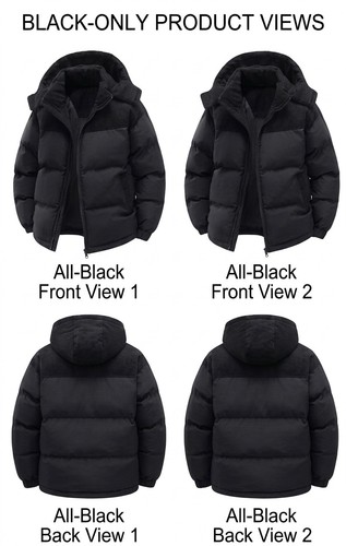 Unisex black puffer jacket - black,