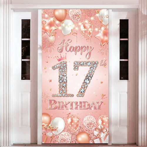 17th birthday decorations door - birthday,