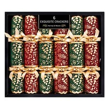 6 Flock Christmas Crackers Red