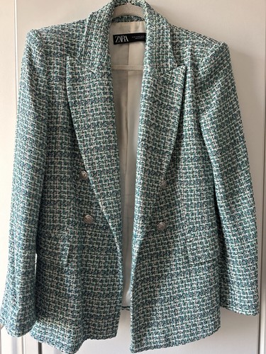 Zara women green white - green/white, tweed