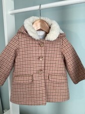 NEXT BABY GIRLS 6-9 MONTHS FLEECE LINED CHECKED TWEED JACKET COAT COMBINE POST