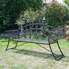 Stunning Wrought Iron Arched Two-Seater Garden Bench in Various Finishes