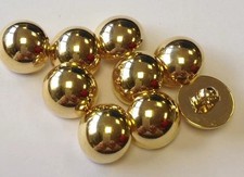 Metal Effect Military Style Gold Half Ball Shank Buttons 14mm Pack Of 6