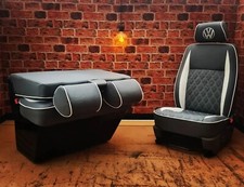 Vw T5 T6 Front Seats Reupholstered Grey Bentley Stitched Folding