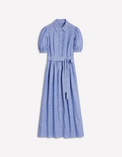 BNWT Boden Alexa Linen Maxi Shirt Dress Sz 14 R, Grey Blue Chambray